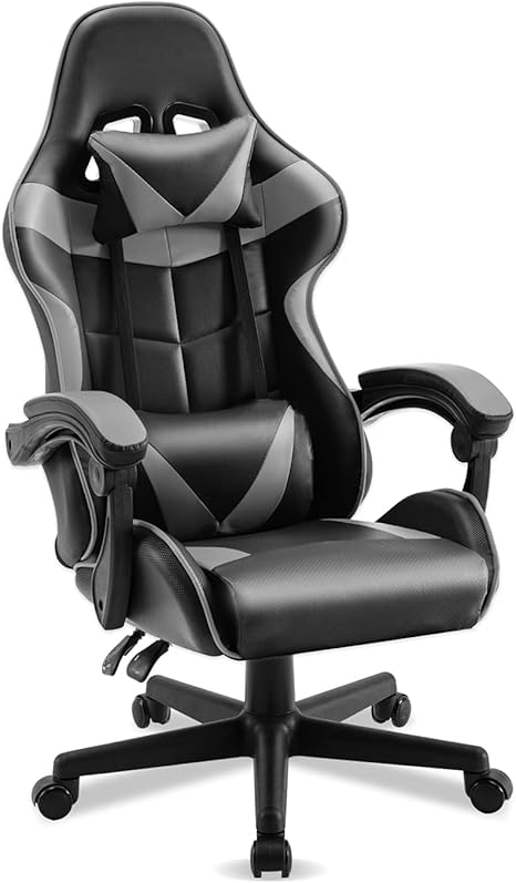 Amazon Com Soontrans Computer Chair Ergonomic Office Chair Pc Gaming Chair Racing Chair For Gaming E Sports Chair With High Back Adjustable Headrest And Lumbar Support Galaxy Grey Kitchen Dining