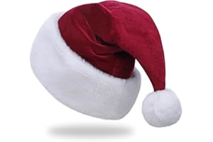 JKSVE Santa Hat,Adults Unisex Velvet Christmas Hat,New Year Festive Party Christmas Supplies