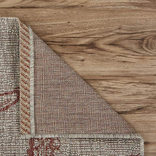 LR Home Captiva Sunset Cay Indoor/Outdoor Area Rug, 7'9" x 9'5", Coral/Beige