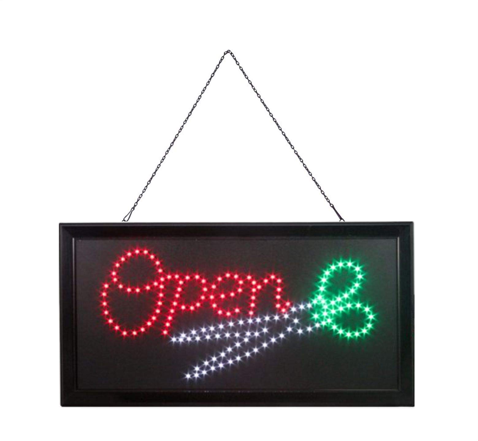 OPEN HAIR SHOP LED SIGN Red Green White BRIGHT and PROFESSIONAL POWERFUL FLASHING DISPLAY HANGING CHAIN INCLUDED Size 48cm X 25cm X 2cm