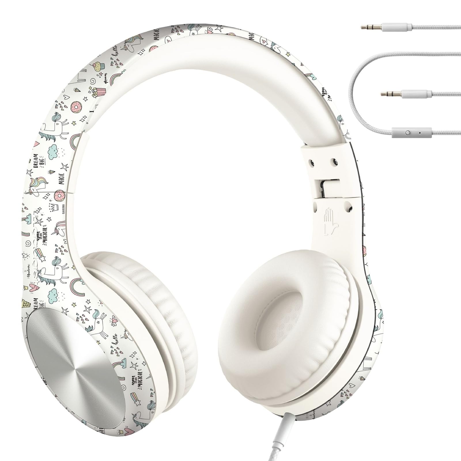 LilGadgets Connect+ PRO Kids Premium Volume Limited Wired Headphones with SharePort and Inline Microphone (Children) - Magical Unicorn