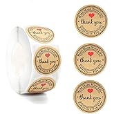 Thank You Stickers for Small Business,500pcs 1 Inch Eye-Catching Packaging Label Stickers Self-Adhesive Labels for Envelopes Gift Wrap Craft (Coffee)
