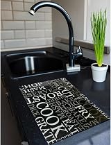 Acense Tempered Glass Worktop Saver 40 x 30 cm Black with White Writing view 3