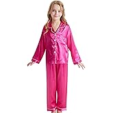 DIPUG Girls Silk Pajamas Set Satin Pjs for Kids Comfortable Nights Sleepwear