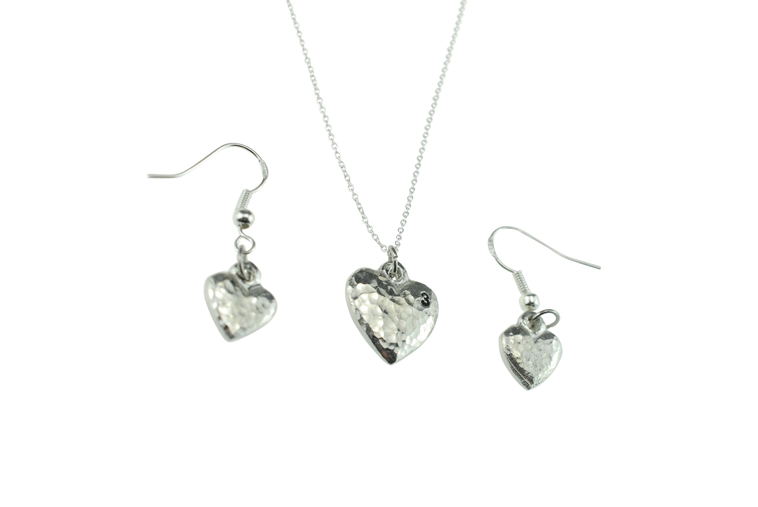 Pirantin 3rd Anniversary Heart Earring and Necklace Set