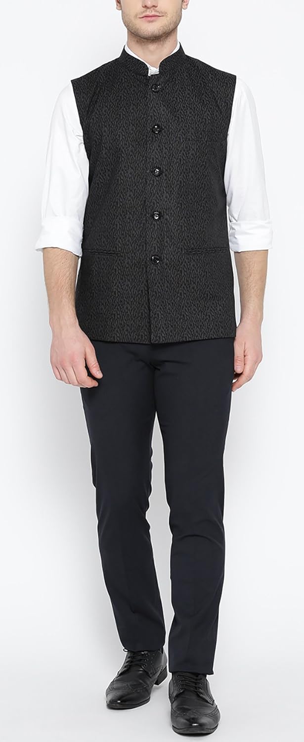 shaftesbury london men's cotton nehru jacket