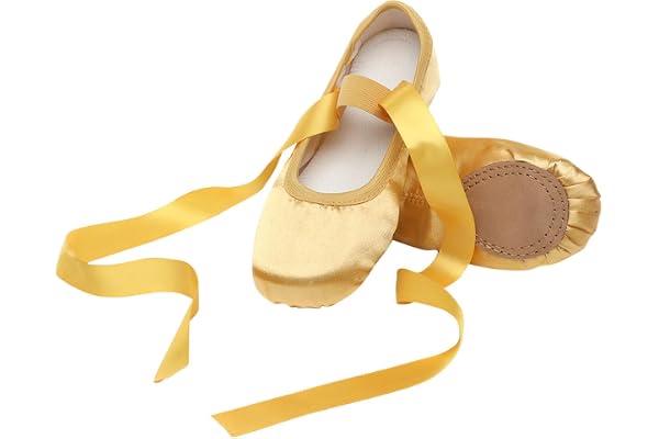 Ctreela Girls Kids Satin Ballet Flats Shoes with Laces Ribbons Slippers Dance Practice Shoes(Toddler/Little/Big Kids)