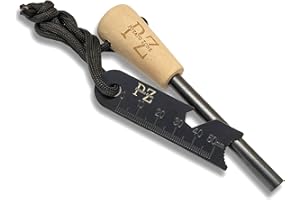 Potato Zone Ferro Rod Fire Starter Kit – Wood Handle Ferro Rod Striker and Wrist Lanyard – Weatherproof and Waterproof Fire Starter Survival Tool for Camping, Hiking