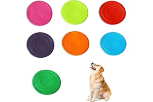 MEISO 7 Pcs Dog Frisbees, Interactive Dog Chew Toys Soft Non-Slip Dog Flying Disc Silicone Game Frisbeed Pet Interactive Trai