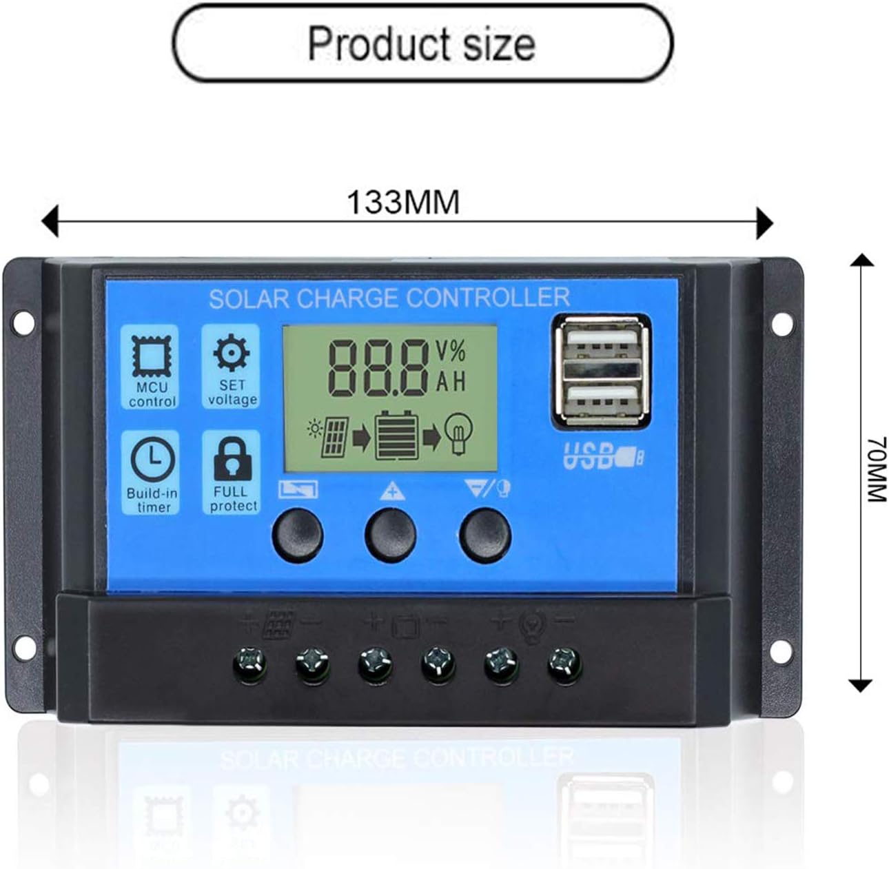 30A Solar Charge Controller, Solar Panel Charge Controller 12V 24V Dual USB Charge Regulator Intelligent, Adjustable Parameter Backlight LCD Display and Timer Setting ON/Off Hours (30A) : Garden & Outdoor