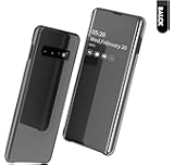 適合HuaWei P30 Pro ミラー 手帳型 ケース, SevenPanda 軽量 薄型 メッキ 鏡面 化粧鏡 クリア 携帯画面可視 ハイブリッド適合Hua Wei P30 Pro PU レザー フォリオ フリップ ケース + PC バック カバー おしゃれ ロゴ見え キックスタンド 機能 付き アンチスクラッチ ミラー 手帳型 人気 かわいい PUレザー 携帯ケース、おしゃれ キラキラ 二層構造 スタンド フリップ カード収納 衝撃吸収 磁気防止カード 鏡メッキフリップ 財布型カバーケース - 黑