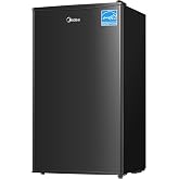Midea 3.3 Cu.ft Compact Fridge, Energy Star Certified, Low Noise for Office | Adjustable Thermostat, Reversible Door,Ideal for Dorm, Office, Black