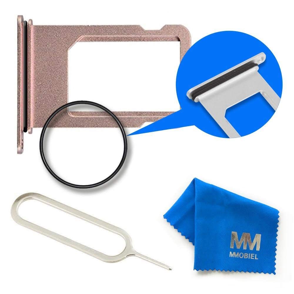 MMOBIEL SIM Card Slot Tray Holder Replacement Compatible with iPhone 7 Plus 2016 - Incl. Rubber Gasket and Sim Pin - Rose Gold