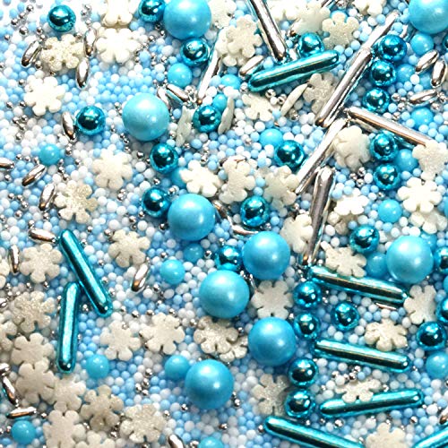 STREUSEL GLÃCK Streusel Eiszauber Mix blau weiss 90g Schneeflocken Sprinkles Zuckerstreusel perfekt für Plätzchen Torte Kuchen Cupcakes Muffins – Bild 4