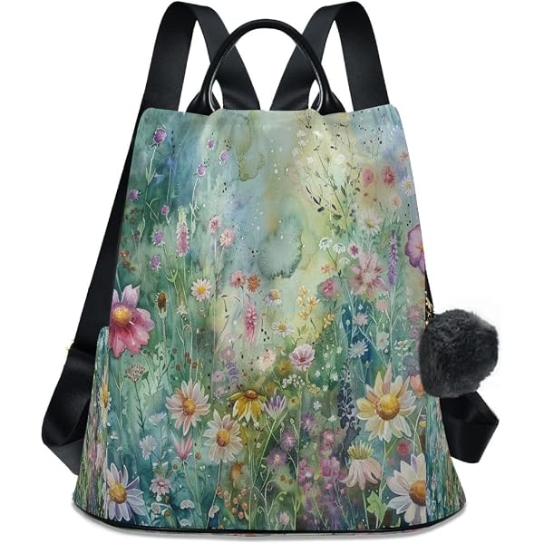 Amazon.com: ALAZA Rose Flowers Floral Black Backpack Purse  display picture 3