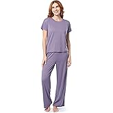 Fruit of the Loom womens Drop Shoulder Tee and Convertible Waist Sleep Set