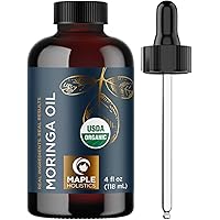 Organic Moringa Oil for Hair and Skin - Cold Pressed Virgin Unrefined Natural Pure USDA Organic Hair Oil for Dry Damaged Hair