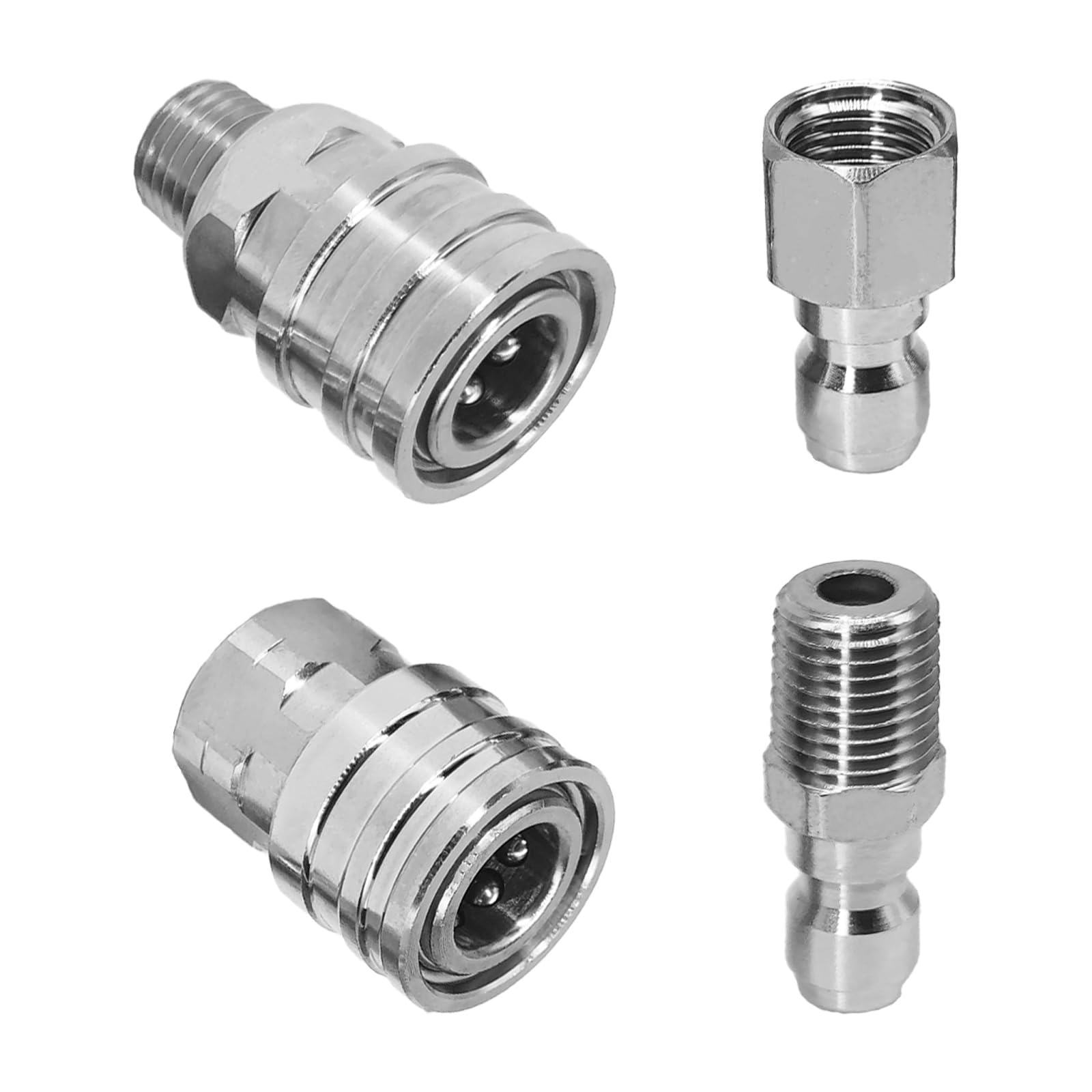 Photo 1 of 1/4 Quick Connect Pressure Washer Fittings Set,Stainless Steel Pressure Washer Adapter Set with 1/4 Inch Female and Male NPT