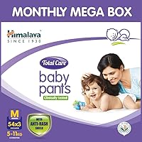 Himalaya Total Care Baby Pants Diapers Monthly Mega Box, Medium (162 Count)