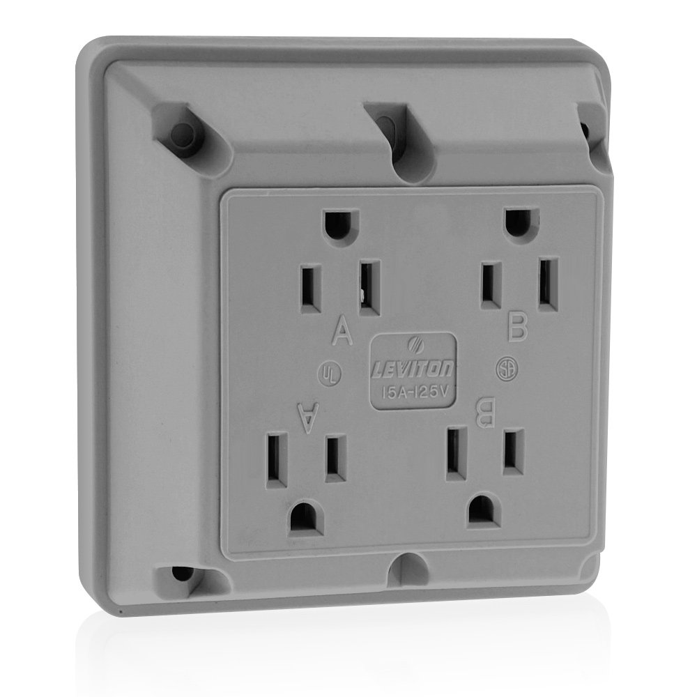 Leviton 8480-I 15 Amp, 125 Volt, 4-in-1 Receptacle, Straight Blade