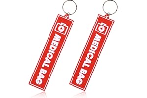 2pcs Medical Alert Tags for Bags, Double-Sided Medical Equipment Luggage Tags with Key Ring Respiratory Supplies Keychain Lab