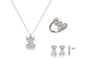LiYiQ 3 Pcs Highland Cow Gifts For Women Highland Cow Necklace Earrings and Ring Cute Scotland Cow Gift Set Western Jewelry Gifts Set for Women, Girls, Daughter and Highland Cow Lovers
