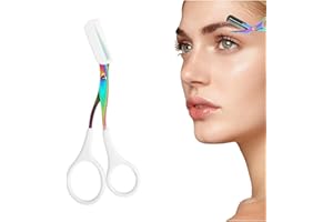 TOCHAIR Eyebrow Trimmer Scissor, 2024 New Eyebrow Scissors with Comb, Eyebrow Trimmer Scissors for Women Makeup Tool, Precision Eye Brow Scissors for Women (White)