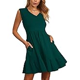Nova In Sky Womens Summer Dress Short Sleeve Casual T Shirt Dresses 2025 Flowy Beach V-Neck Sundresses with Pockets