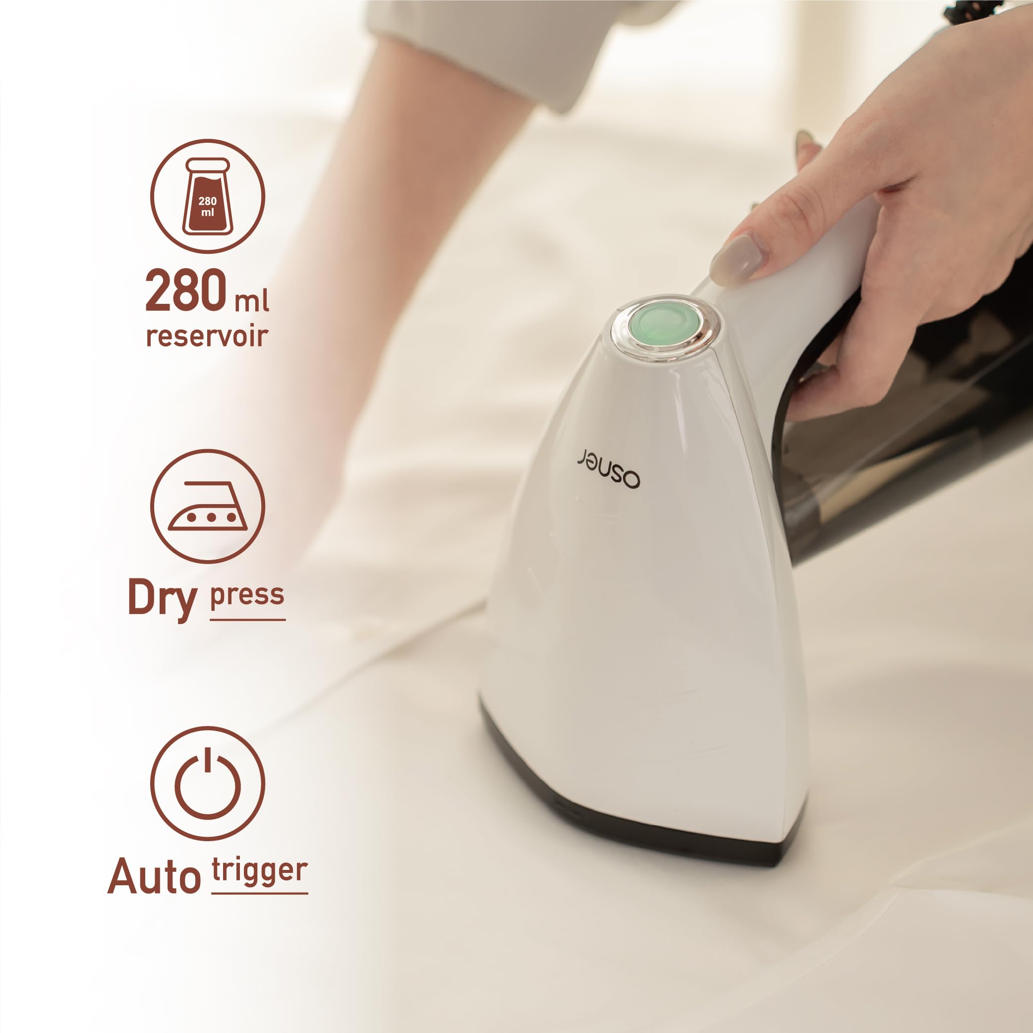 Osner Handheld Garment Steamer for clothes, 1450W Quick Heat Auto-trigger, Compact Travel Steamer, Clothes Steamer, Fabric Wrinkle Remover with Lint Brush Steam Nozzle (Black)