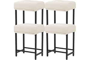 Levoberg Bar Stool Cover Rectangle Stretch Counter Height Barstool Slipcovers Rectangular Vanity Stool Cover Kitchen Counter Saddle Seat Cover for Wooden Metal Bench Set of 4 Beige