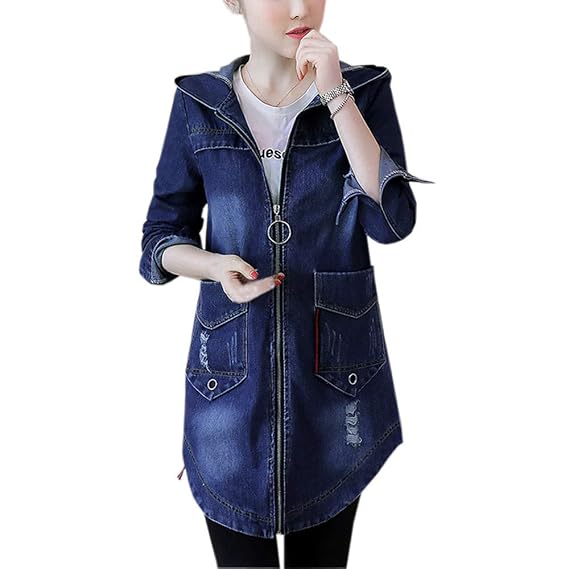 Damen Wintermantel Dasongff Denim Jakce Frauen Basic Mäntel Herbst und Winter Jeansjacke Vintage Langhülse Lose Mädchen Jeans