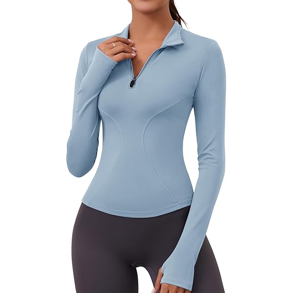 CRZ YOGA Womens Half Zip Long Sleeve Pullover Shirts Slim Fit