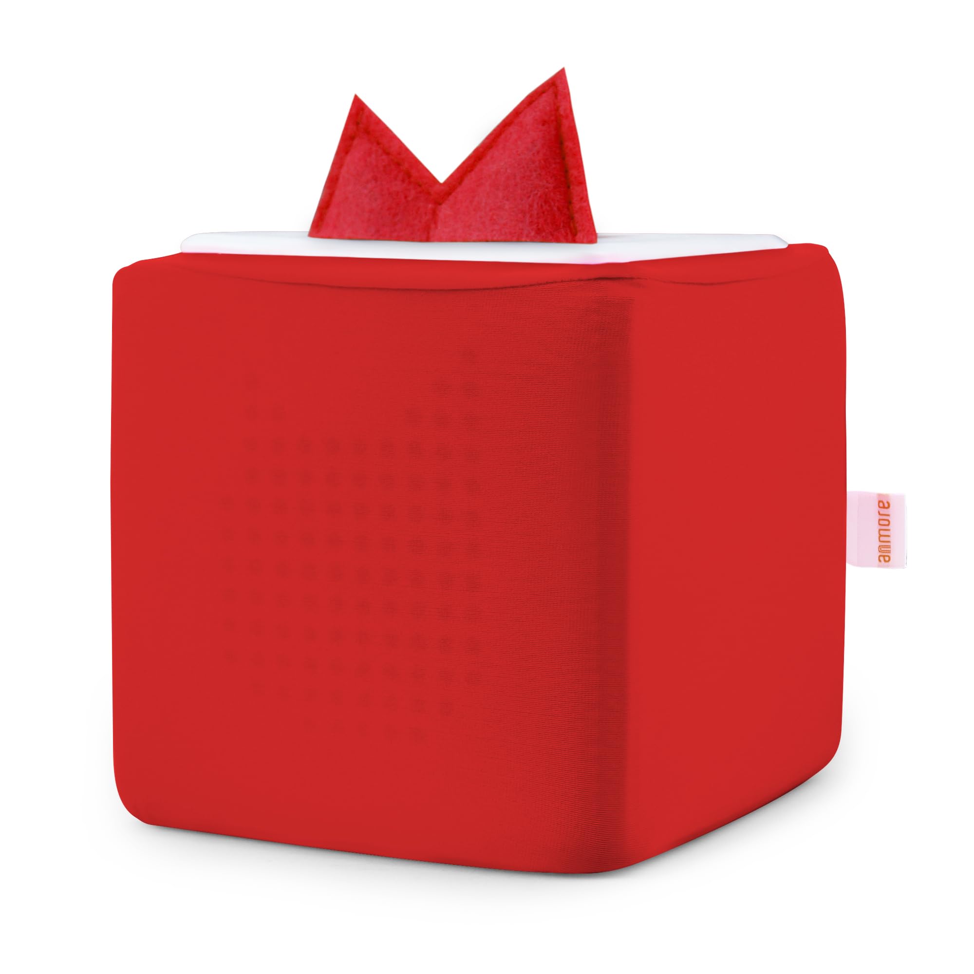 Elastic Sleeve for Toniebox, with a Felt Cover for Tonies Ears, Stain Resistant Case, Red