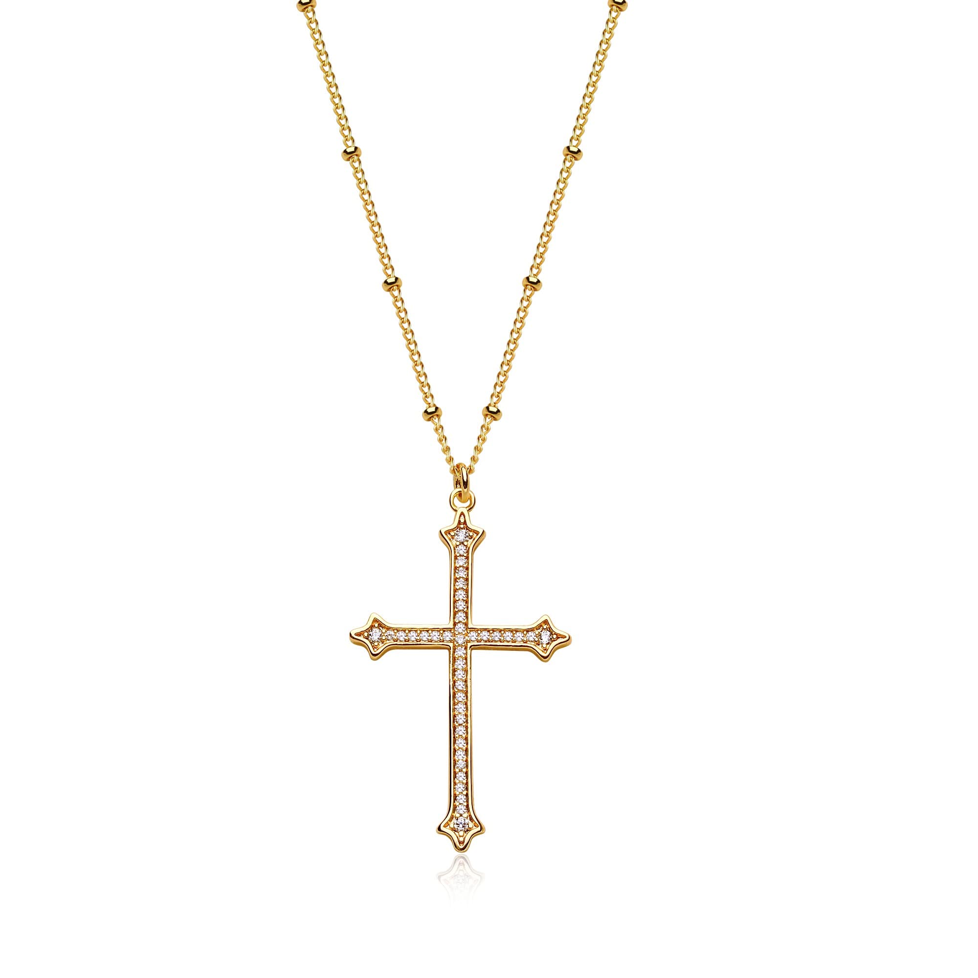 Bemoly 14K Gold Cross Pendant Necklaces For Women Dainty Turquoise Coin Boho Minimalist Chain Choker Necklace Jewelry