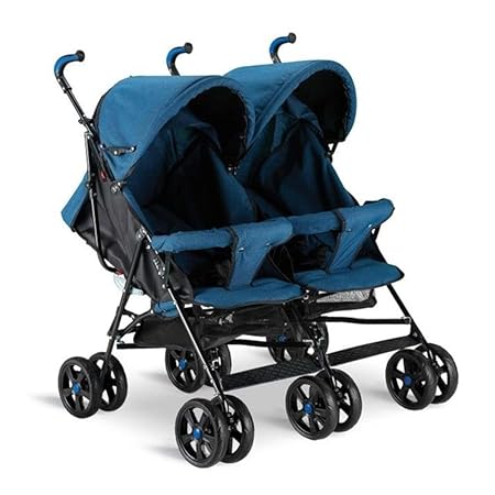 Babyhope BH-610 Zwillings & Geschwister Buggy Kinderwagen Farbwahl, ab Geburt bis 25 Kg, Ultraleicht, 5-Punkt Sicherheitsgurt