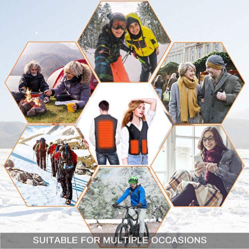 WELTEAYO Gilet Chauffant Electrique Femmes et Hommes, Chauds Gilet Chauffé Veste V-Neck Température Réglable USB Rechargeable, Hiver Chauffés Vêtements pour Ski, Randonnée, Pêche etc. (XL)