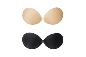 2 Pairs Women's Reusable Invisible Strapless Bra Self-Adhesive Seamless Lift Front Clasp Backless Nipple Covers Comfortable