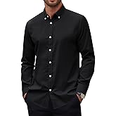 Alimens & Gentle Mens Oxford Shirts Stretch Long Sleeve Dress Shirt for Men Casual Business Work Solid Button Down Shirts