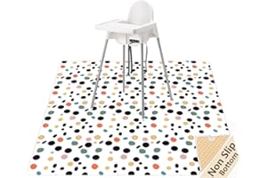 WOMUMON Splat Mat for Under High Chair/Arts/Crafts, Waterproof and Anti-Slip Splash Mat Floor Protector, Washable Highchair Floor Mat, 51 Inch Reusable Messy Mat and Baby Feeding Table Cloth