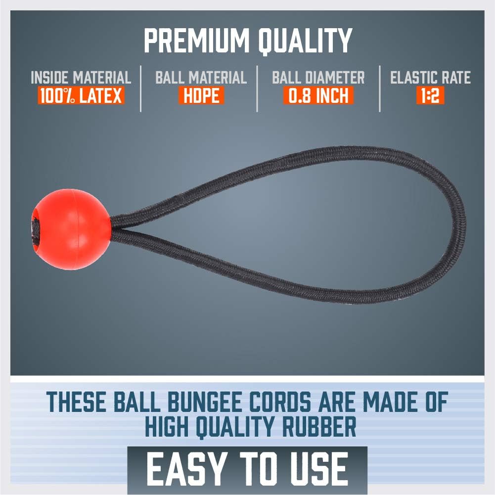 HORUSDY 45 Pack Ball Bungee Cords, Includes 6”, 9”, 11” Heavy Duty Gazebo Tarp Tie Down Cord. - - 