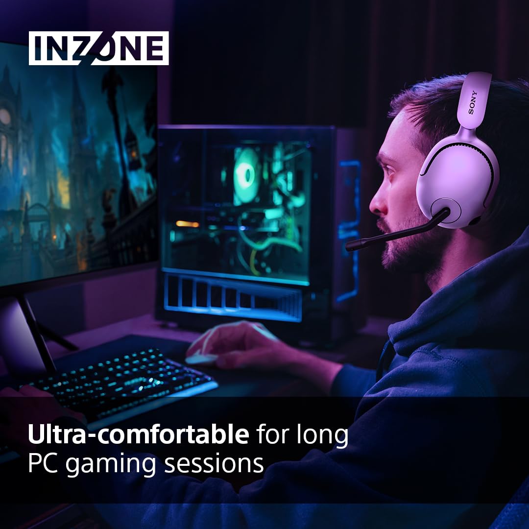 Sony Inzone H5 Wireless Gaming Headset In Use Showing Fit And Comfort During Gaming