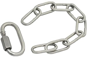 Floyutin 304 Stainless Short Chain 10 Pcs 2.5 mmx150 mm Chain Loop Links Connector Heavy Duty, Come with 5 Pcs Screw Links Locking Carabiner Hooks(1/10" x 5.9")