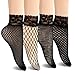JORMATT 8 Pairs Women Lace Fishnet Socks Nylon Sheer Ankle Dress Socks Low Cut Black Sheer Thin Novelty Cuff Socks For Flats Heels Bootie Shoes, Size 8-12