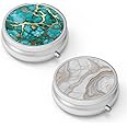 Pill Box 3 Compartment Medicine Pill Case,Portable Pill Box for Pocket or Purse Pill Box Decorative Metal Medicine Vitamin Organizer Unique Gift(2PCS)