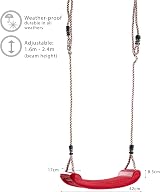 Garden Games Children’s Swing Seat with Safety Grip, Adjustable Ropes (Red) view 7