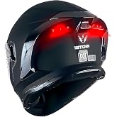 1Storm New Motorcycle Bike Modular Full Face Helmet Dual Visor Sun Shield with Rechargeable LED Tail Light: LED-X90 Matt Black