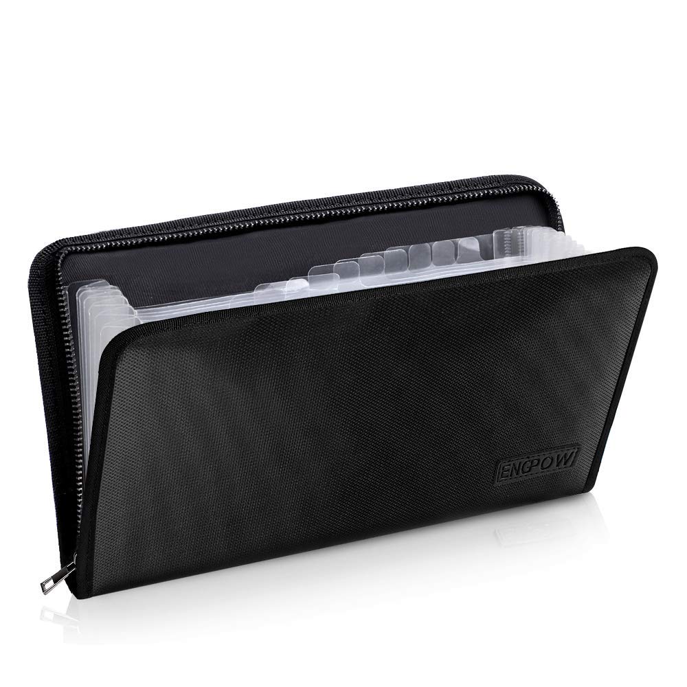 Fireproof Expanding File Folder A5, 13 Pockets Portable Accordion Document Organiser with Zipper