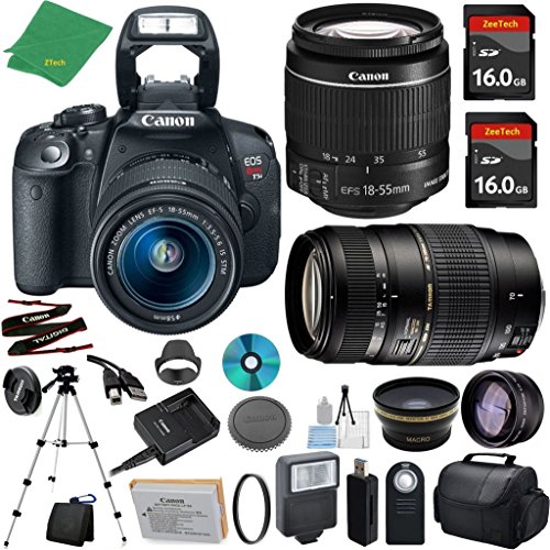 Canon T5i Camera with 18-55mm IS STM + Tamron 70-300mm AF Lens + 2pcs 16GB Memory + Case + Reader + Tripod + ZeeTech Starter Set + Wide Angle + Telephoto + Flash + Filter Canon T5i Camera with 18-55mm IS STM + Tamron 70-300mm AF Lens + 2pcs 16GB Memory + Case + Reader + Tripod + ZeeTech Starter Set + Wide Angle + Telephoto + Flash + Filter