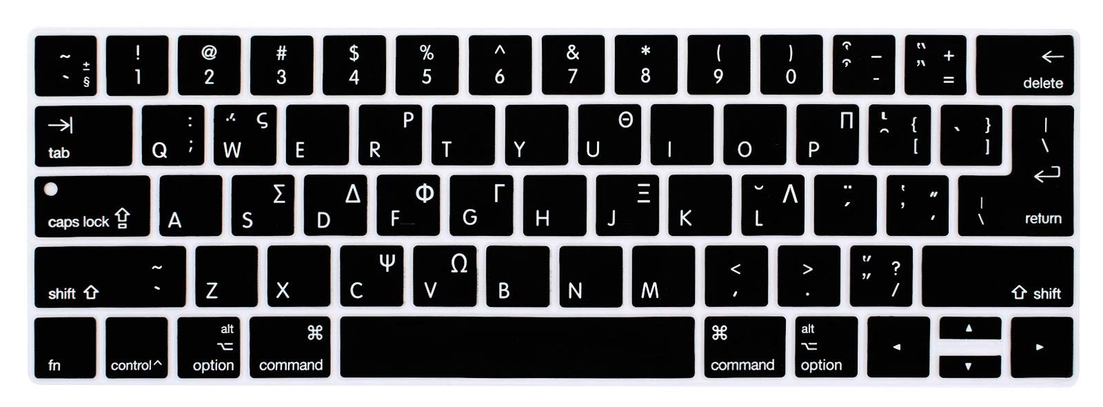 MMDW Greek Language Silicone Keyboard Cover for MacBook Pro 13 15 inch 2019 2018 2017 2016 with Touch Bar&Touch ID Model:A2159 A1989 A1706/A1990 A1707,USA and European Version