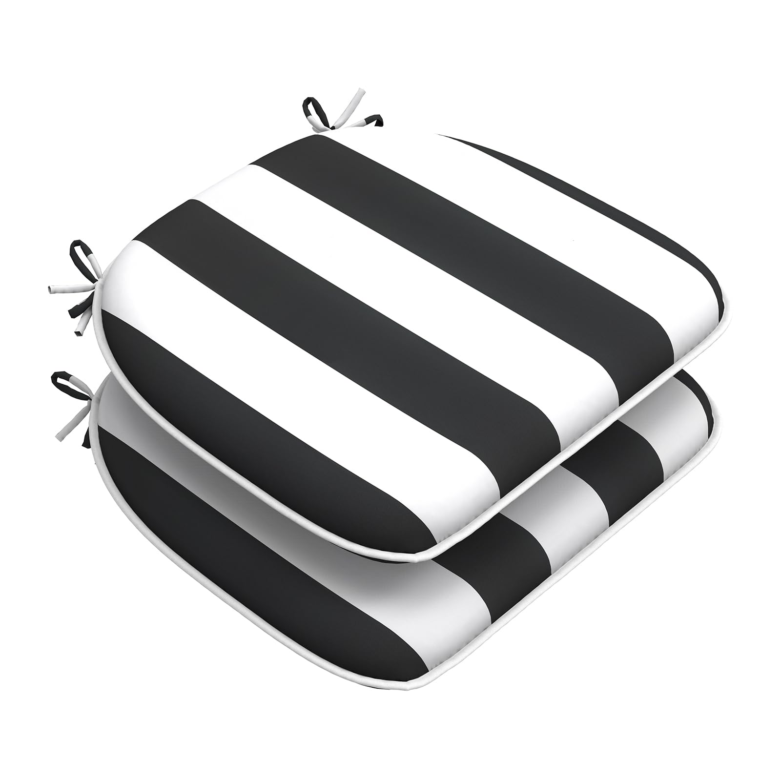 DYTXIII Set of 2 Outdoor Chair Cushions with Ties, 17x16 Inch Water Repellent Patio Seat Cushions for Garden & Patio Furniture - Black